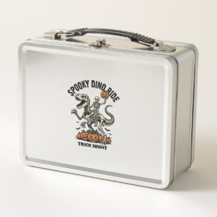 Halloween Dinosaur Skeleton Vintage Trick Ride_1 Metal Lunch Box