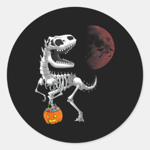Halloween Dinosaur T Rex Skeleton Scary Boys Kids  Classic Round Sticker