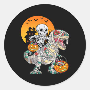 Halloween Dinosaur T Rex Skeleton Scary Boys Kids  Classic Round Sticker