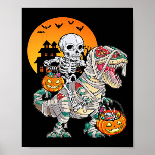 Halloween Dinosaur T Rex Skeleton Scary Boys Kids Poster
