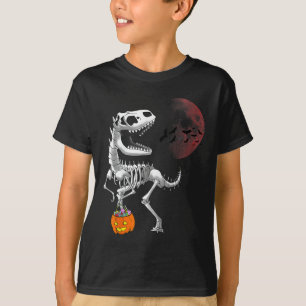 Halloween Dinosaur T Rex Skeleton Scary Boys Kids T-Shirt