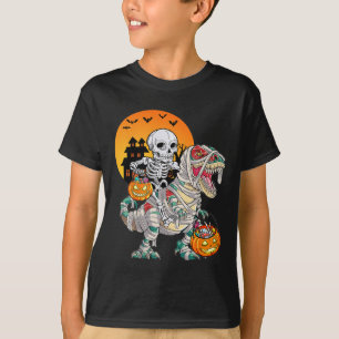 Halloween Dinosaur T Rex Skeleton Scary Boys Kids T-Shirt