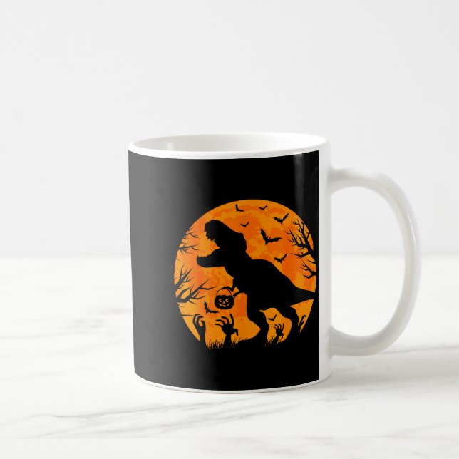 Halloween Dinosaur T Rex With Pumpkin Dinosaur Hal Coffee Mug (Right)