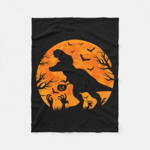 Halloween Dinosaur T Rex With Pumpkin Dinosaur Hal Fleece Blanket