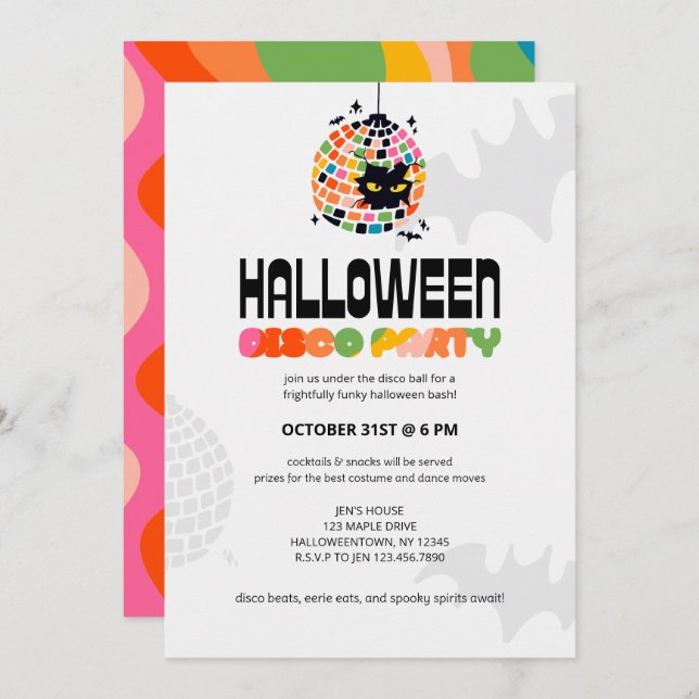 Halloween Disco Ball Party Invitation (Front/Back)