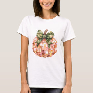 Halloween Disco Ball Pumpkin Print T-Shirt