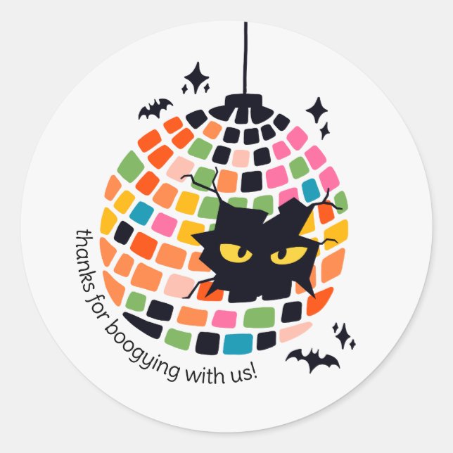 Halloween Disco Ball Thank You Sticker (Front)