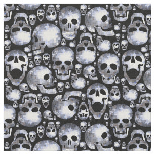 halloween disco mirror ball skulls  fabric