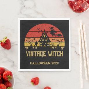 Halloween Distressed Vintage Witch Retro Sunset Napkin