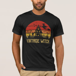 Halloween Distressed Vintage Witch Retro Sunset T-Shirt