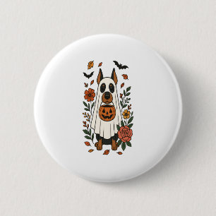 Halloween Doberman Pinscher Flowers 2 Inch Round Button