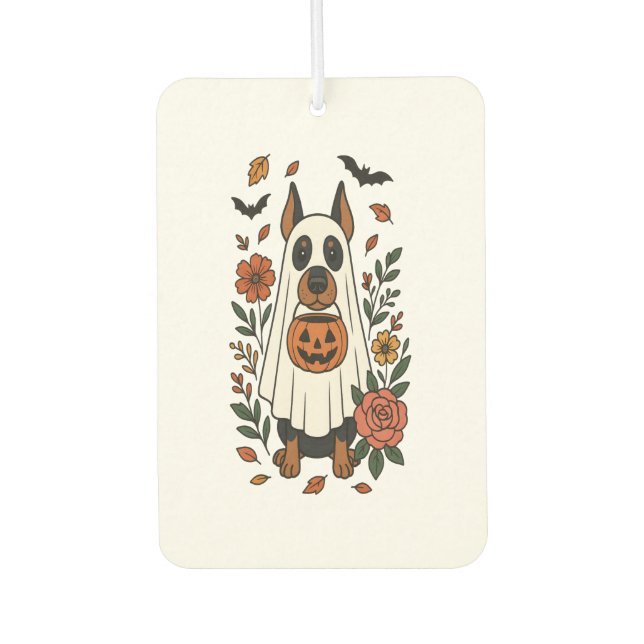 Halloween Doberman Pinscher Flowers Air Freshener (Front)