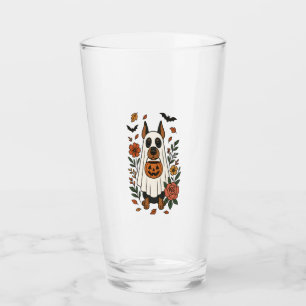 Halloween Doberman Pinscher Flowers Glass