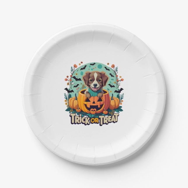 Halloween Dog  1 Paper Plate (Front)