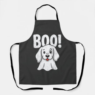 Halloween Dog Boo Cute Puppy Ghost Design Apron