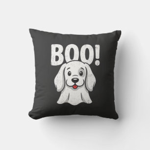 Halloween Dog Boo Cute Puppy Ghost Design Throw Pillow