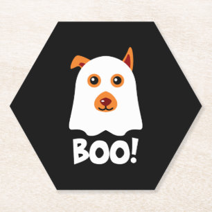 Halloween Dog Boo Paper Coaster