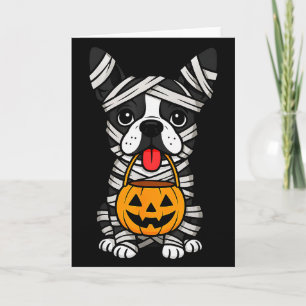 Halloween Dog Boston Terrier Mummy Costume Men Wom Card