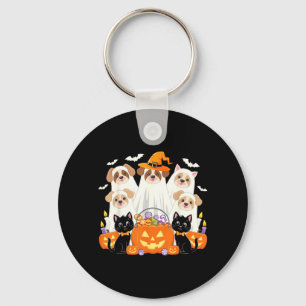 Halloween Dog Dressed As Ghost Halloween Dog Funny Keychain