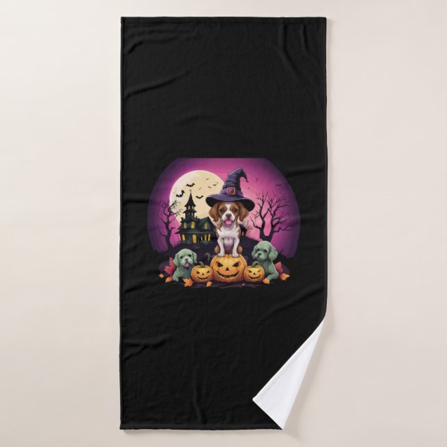 Halloween Dog Fall Lovers Bath Towel (Bath Towel)