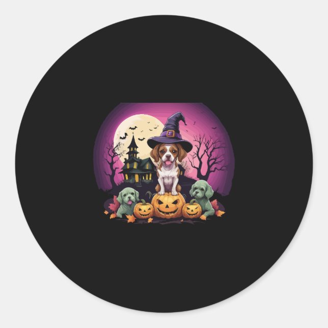 Halloween Dog Fall Lovers Classic Round Sticker (Front)