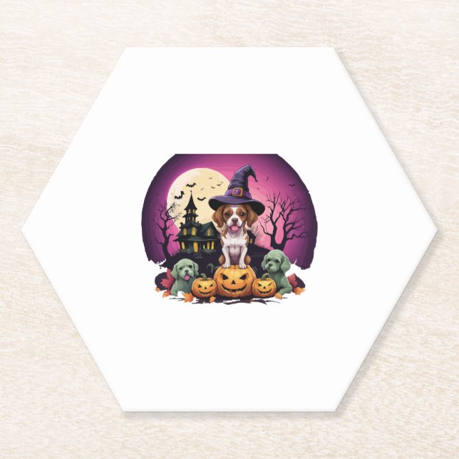 Halloween Dog Fall Lovers Paper Coaster (Front)
