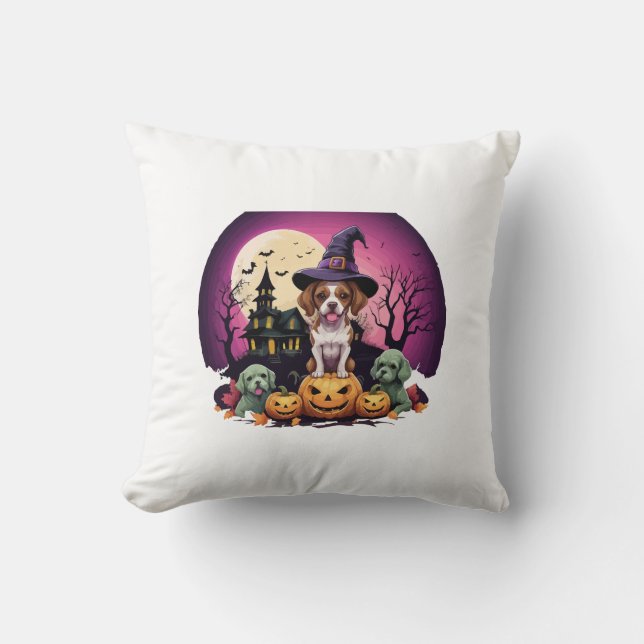 Halloween Dog Fall Lovers Throw Pillow (Front)