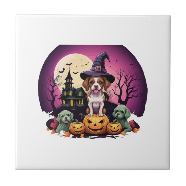 Halloween Dog Fall Lovers Tile (Front)