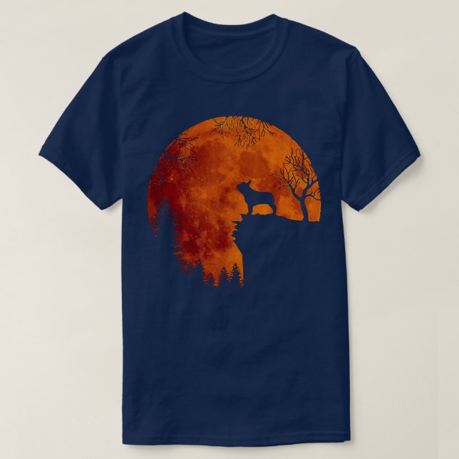 Halloween Dog Frenchie Tee Frenchie Dog Moon Howl  (Design Front)