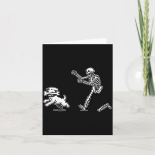 Halloween Dog Funny Skeleton Skeleton Chasing Dog Card