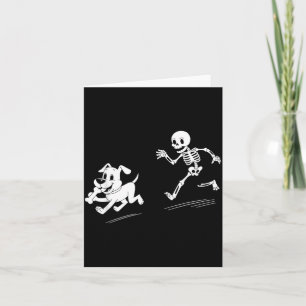 Halloween Dog Funny Skeleton Skeleton Chasing Dog Card