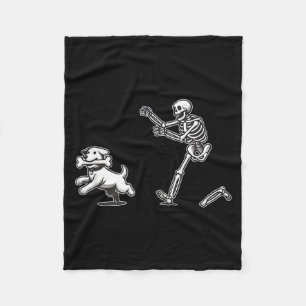 Halloween Dog Funny Skeleton Skeleton Chasing Dog Fleece Blanket
