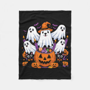 Halloween Dog Ghost Halloween Dog Men Women Fleece Blanket