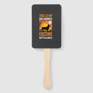 Halloween Dog Groomer Costume Silhouette Hand Fan