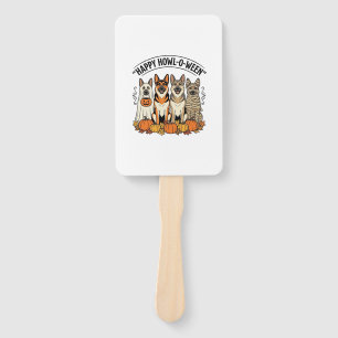 Halloween Dog Happy Howl-O-Ween Vintage German She Hand Fan