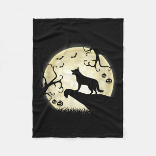 Halloween dog howl fleece blanket