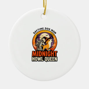 Halloween Dog Howl Queen Ceramic Ornament