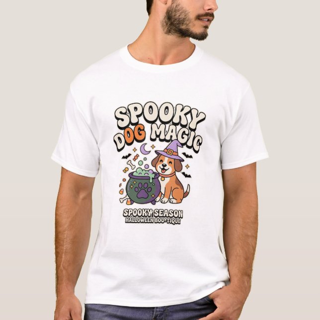 Halloween Dog Magic Vibes T-Shirt (Front)