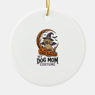 Halloween Dog Mom Shirt Witch Pup Costume Graphic_ Ceramic Ornament