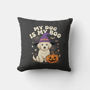 Halloween Dog My Dog Is My Boo Throw Pillow