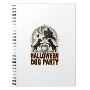 Halloween Dog Party Vintage Witch Cauldron Design_ Notebook