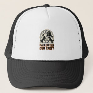 Halloween Dog Party Vintage Witch Cauldron Design_ Trucker Hat