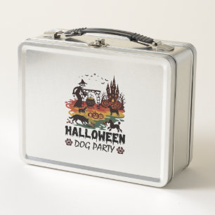 Halloween Dog Party Witch Dogs Pumpkins Castle_1 Metal Lunch Box