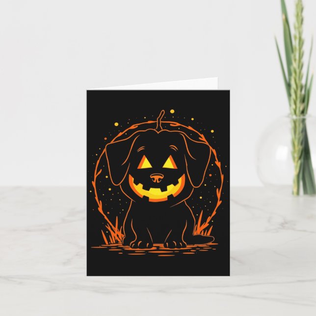Halloween Dog Pumpkin Long Sleeve Card (Front)