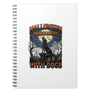 Halloween Dog Shirt Vintage Graveyard Pup Notebook