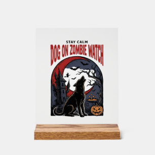 Halloween Dog Shirt Zombie Patrol Design_1 Acrylic Sign