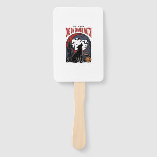 Halloween Dog Shirt Zombie Patrol Design_1 Hand Fan