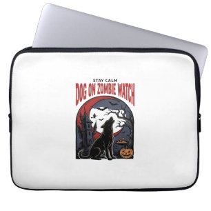 Halloween Dog Shirt Zombie Patrol Design_1 Laptop Sleeve