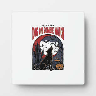 Halloween Dog Shirt Zombie Patrol Design_1 Plaque