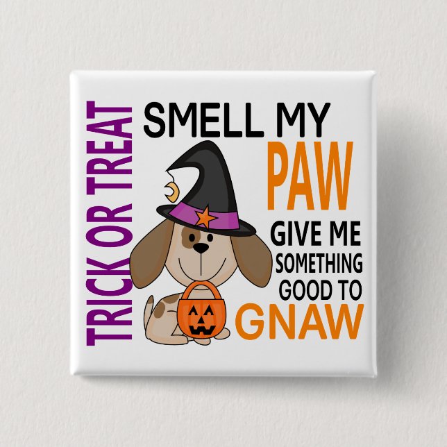 Halloween Dog Smell My Paw 2 Inch Square Button (Front)